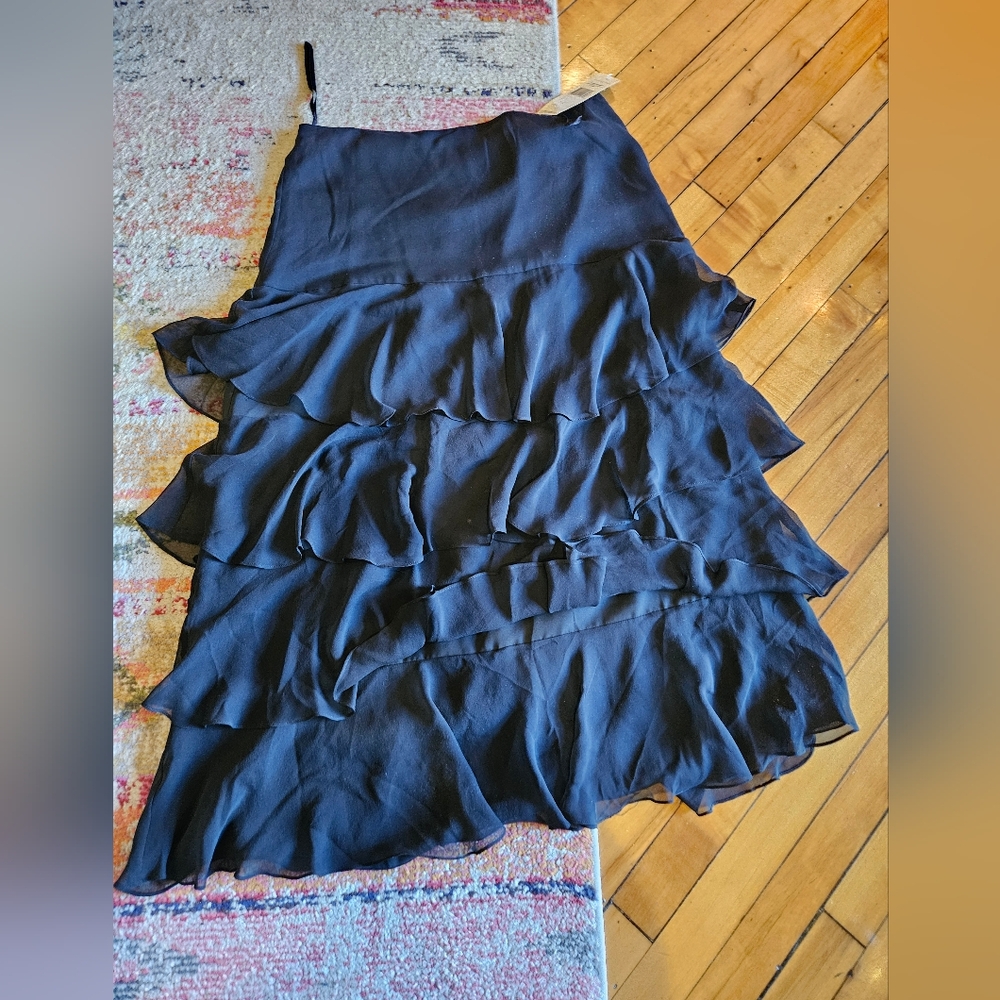 NWT Ralph Lauren Black Tiered Midi Skirt